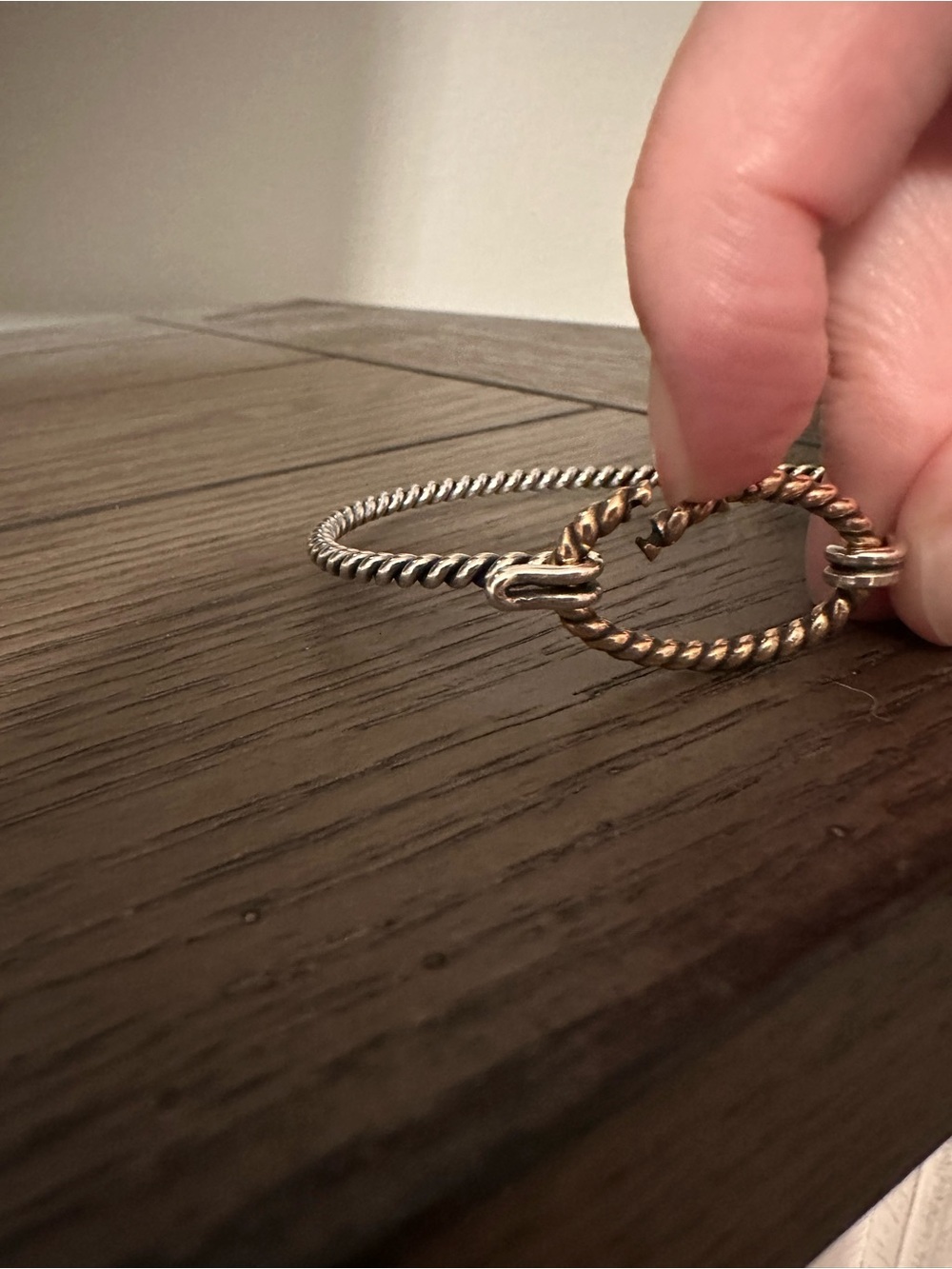 James Avery RETIRED Two-Tone Twisted Rope Charm Holder Bangle - Silver & Bronze - Picture 4 of 4
